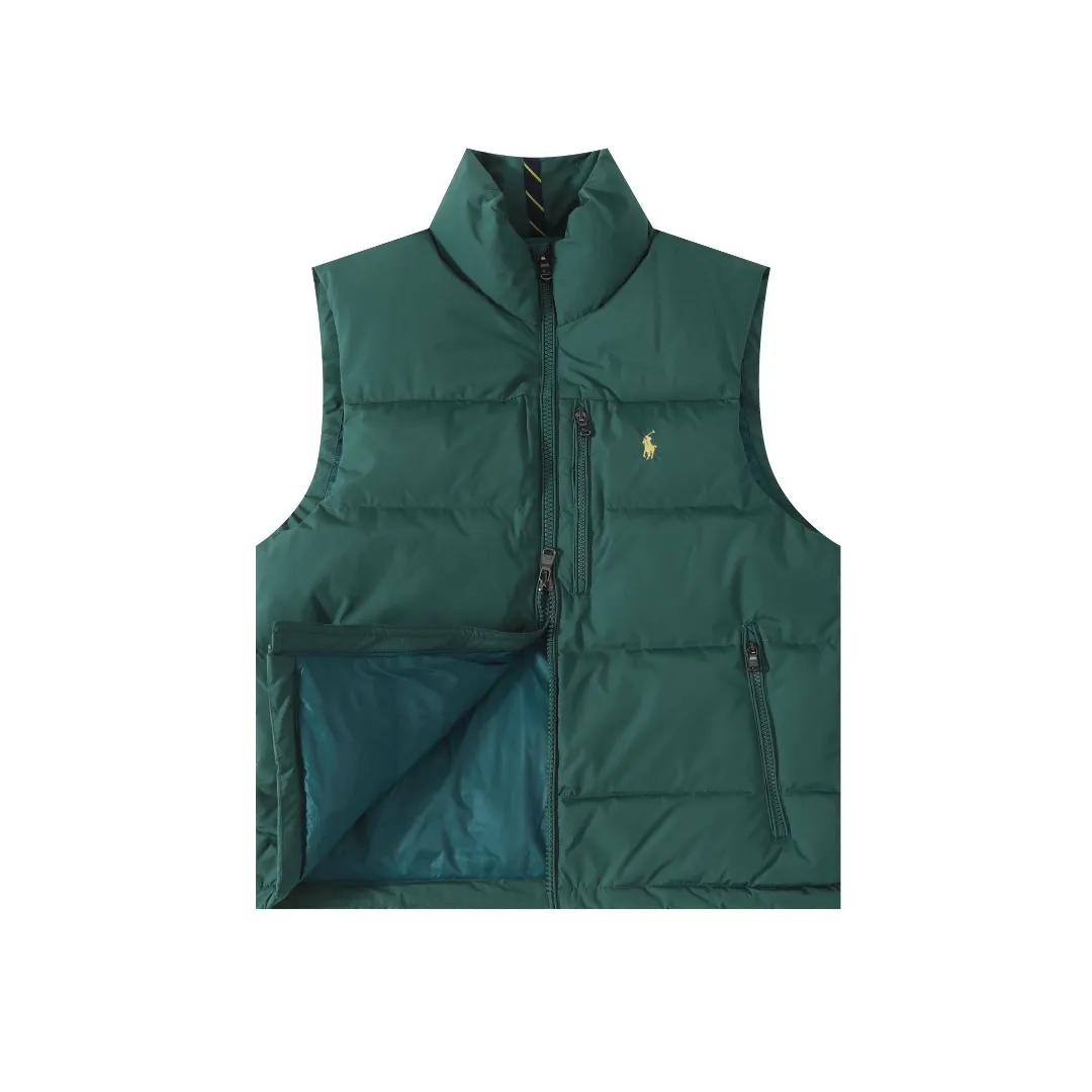 P490 #R51 Ralph Lauren winter new style for men and women, classic small logo waterproof pure down vest sleeveless official item number: RL14255 Full set of customized accessories, details determine success or failure.  - Accessories: Original hangtag, washed label + electroplated YK zipper logo, customized Laval Lauren zipper, full set of accessories - Same style for men and women. Color: Khaki, green, navy, black. Size: S M L